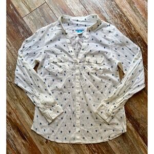 Columbia Women's Small Button Down Shirt Tree Print Outdoor Hiking Long Sleeve